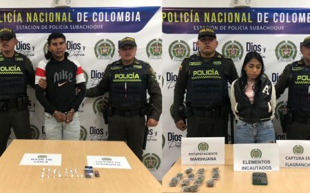 Dos personas fueron capturadas en Subachoque por porte de estupefacientes.